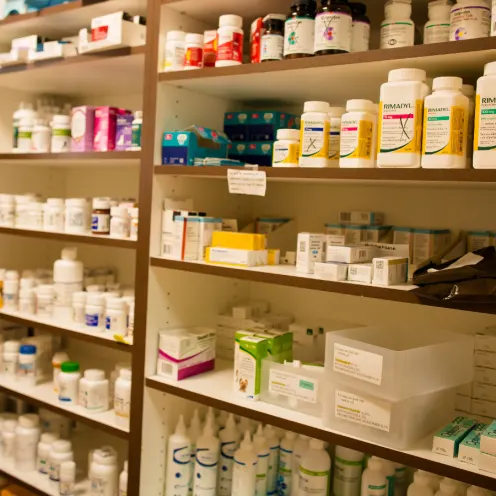 Medications on a shelf